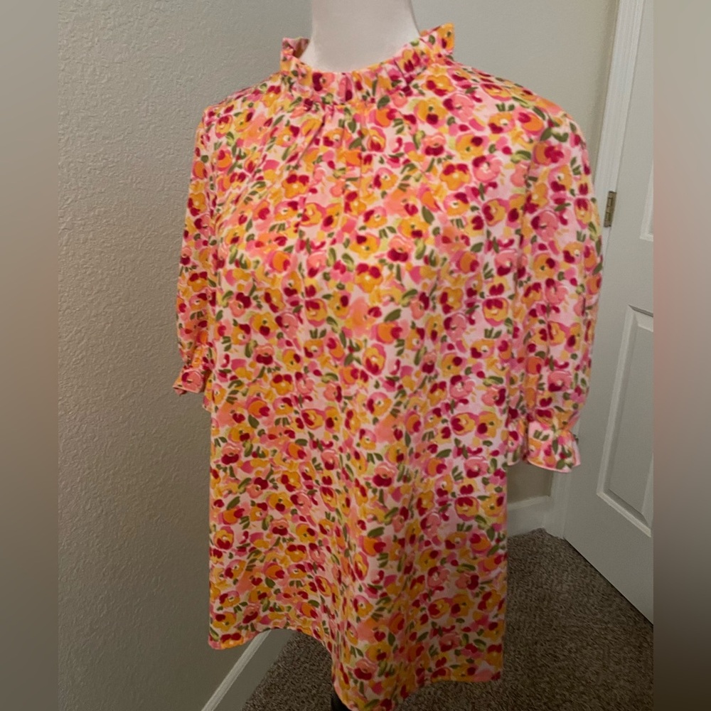 Floral Ruffle Neck Blouse - Picture 3 of 6